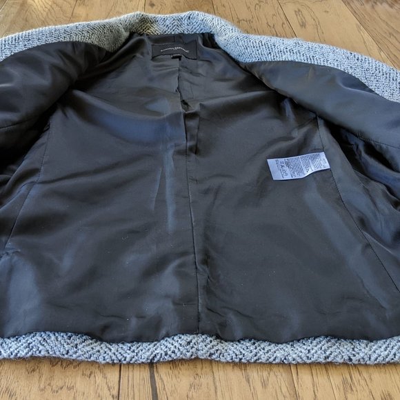 Tweed Black White Herringbone Wool Lined Blazer Jacket 2P 2 Petite XS Small - Picture 4 of 15